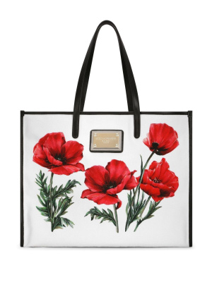 

Poppy-print canvas tote bag, Dolce & Gabbana Poppy-print canvas tote bag