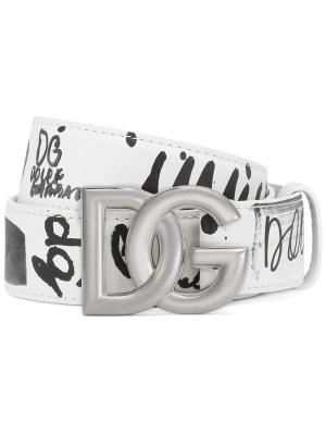 

Graffiti-print logo-buckle belt, Dolce & Gabbana Graffiti-print logo-buckle belt