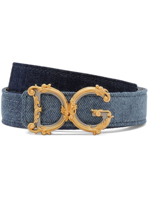 

Logo-plaque denim belt, Dolce & Gabbana Logo-plaque denim belt