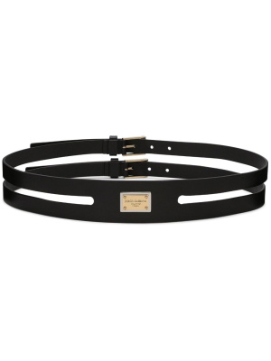 

Logo-plaque double-strap belt, Dolce & Gabbana Logo-plaque double-strap belt