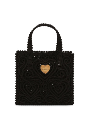 

Cordonetto lace-detail shopper bag, Dolce & Gabbana Cordonetto lace-detail shopper bag