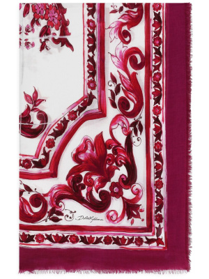 

Majolica-print frayed scarf, Dolce & Gabbana Majolica-print frayed scarf