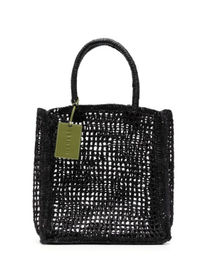 

Logo-tag raffia tote bag, Manebi Logo-tag raffia tote bag