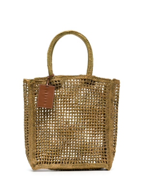 

Logo-tag raffia tote bag, Manebi Logo-tag raffia tote bag