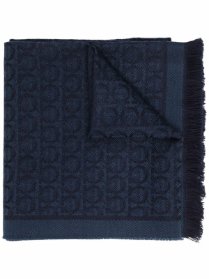 

Gancini pattern frayed scarf, Ferragamo Gancini pattern frayed scarf