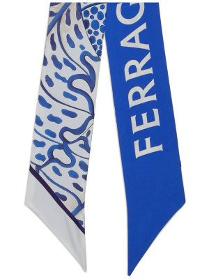 

Foliage-print silk band scarf, Ferragamo Foliage-print silk band scarf