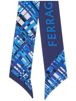 

Check-print logo silk scarf, Ferragamo Check-print logo silk scarf