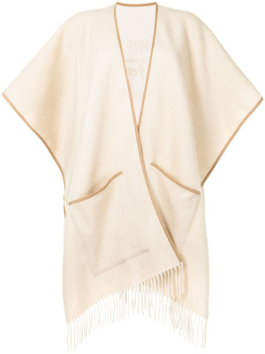 

Leather-trim cashmere poncho, Ferragamo Leather-trim cashmere poncho