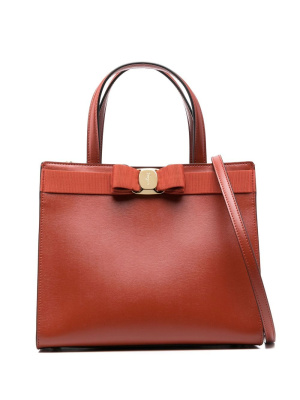 

Bow-detail calf leather tote bag, Ferragamo Bow-detail calf leather tote bag