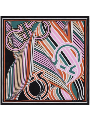 

Gancio silk ribbon-print foulard, Ferragamo Gancio silk ribbon-print foulard