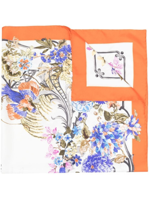 

Floral-print striped-edge scarf, Ferragamo Floral-print striped-edge scarf