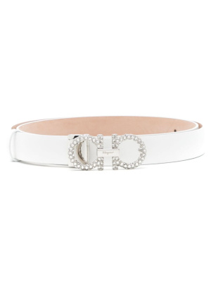

Crystal-embellished Gancini buckle belt, Ferragamo Crystal-embellished Gancini buckle belt