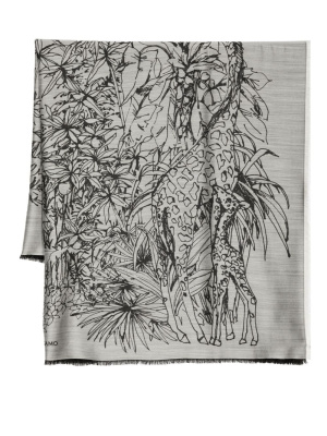 

Motif-print frayed-hem shawl, Ferragamo Motif-print frayed-hem shawl