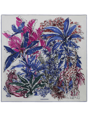 

Jungle-print silk foulard scarf, Ferragamo Jungle-print silk foulard scarf