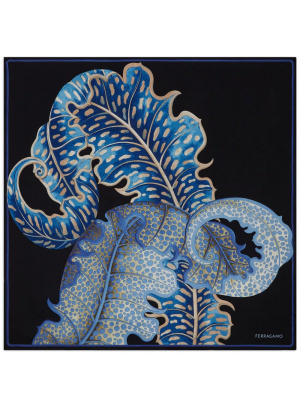 

Foliage-print silk foulard scarf, Ferragamo Foliage-print silk foulard scarf