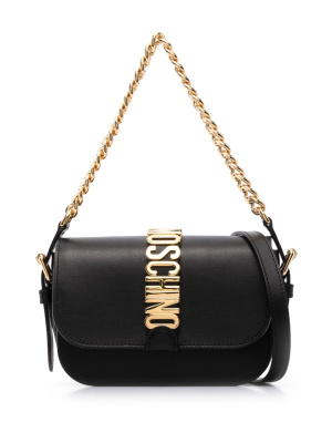

Logo-plaque leather tote, Moschino Logo-plaque leather tote