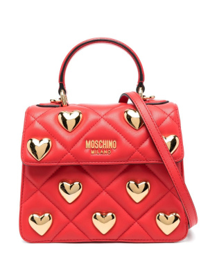 

Heart-stud quilted crossbody bag, Moschino Heart-stud quilted crossbody bag