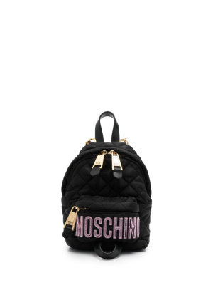 

Quilted logo-appliqué mini backpack, Moschino Quilted logo-appliqué mini backpack