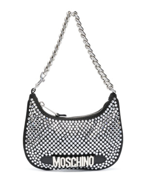 

Crystal-embellished logo-lettering shoulder bag, Moschino Crystal-embellished logo-lettering shoulder bag