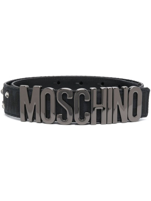 

Stud-embellished leather belt, Moschino Stud-embellished leather belt