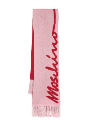 

Logo-print wool-blend scarf, Moschino Logo-print wool-blend scarf