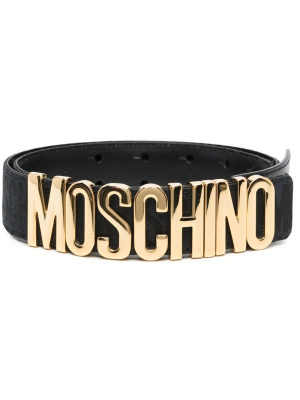 

Logo-buckle leather belt, Moschino Logo-buckle leather belt