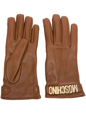 

Leather logo-plaque gloves, Moschino Leather logo-plaque gloves