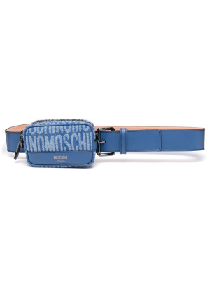 

Logo-print leather belt, Moschino Logo-print leather belt