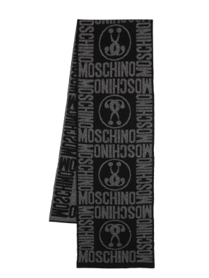 

Jacquard-logo wool-blend scarf, Moschino Jacquard-logo wool-blend scarf