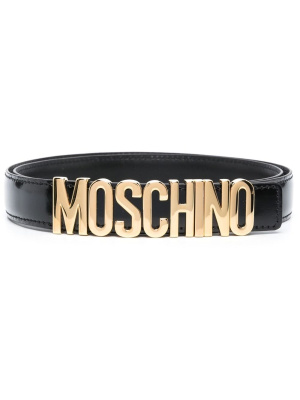 

Leather logo-lettering belt, Moschino Leather logo-lettering belt