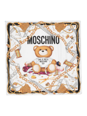 

Signature Teddy Bear-motif silk scarf, Moschino Signature Teddy Bear-motif silk scarf