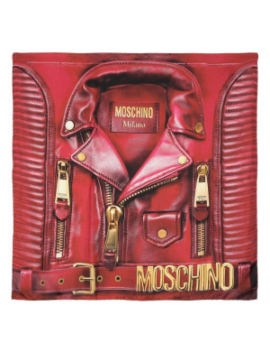 

Biker jacket-print silk scarf, Moschino Biker jacket-print silk scarf