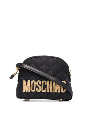 

Logo-embroidered quilted shoulder bag, Moschino Logo-embroidered quilted shoulder bag