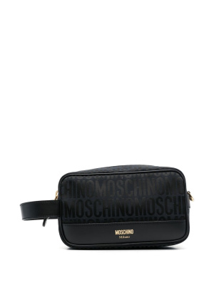 

Fantasia leather logo-print makeup bag, Moschino Fantasia leather logo-print makeup bag