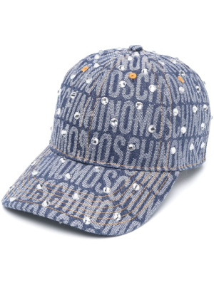 

Crystal-embellished denim cap, Moschino Crystal-embellished denim cap