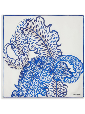 

Foliage-print silk foulard scarf, Ferragamo Foliage-print silk foulard scarf