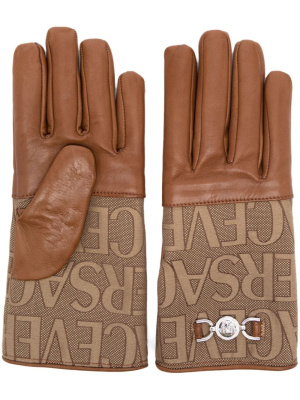 

Logo-print leather gloves, Versace Logo-print leather gloves