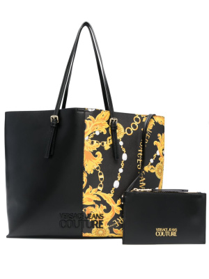 

Baroque-pattern faux-leather tote bag, Versace Jeans Couture Baroque-pattern faux-leather tote bag