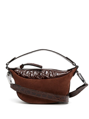 

Suede crocodile shoulder bag, BY FAR Suede crocodile shoulder bag