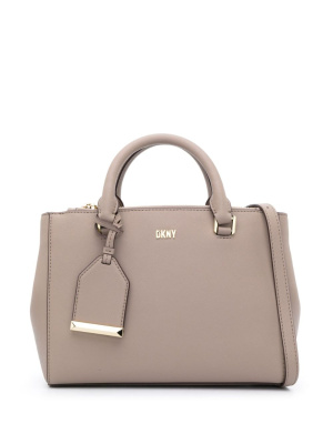 

Raised-logo leather tote bag, DKNY Raised-logo leather tote bag
