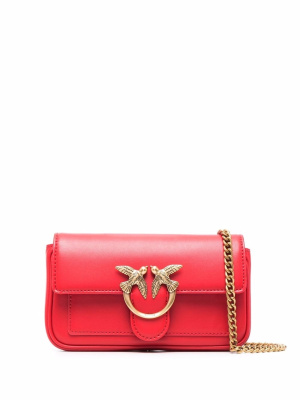 

Love logo-plaque leather clutch, PINKO Love logo-plaque leather clutch