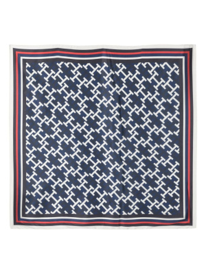 

Monogram-print satin-finish scarf, Tommy Hilfiger Monogram-print satin-finish scarf