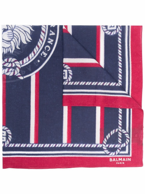 

Stripe-print cotton scarf, Balmain Stripe-print cotton scarf
