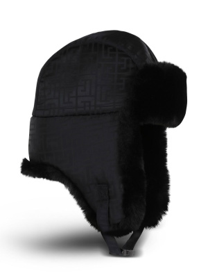 

Monogram faux-shearling trapper hat, Balmain Monogram faux-shearling trapper hat