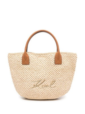 

Logo-plaque woven beach bag, Karl Lagerfeld Logo-plaque woven beach bag
