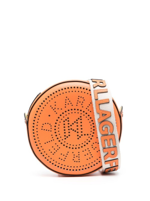 

K/Circle logo-perforated shoulder bag, Karl Lagerfeld K/Circle logo-perforated shoulder bag