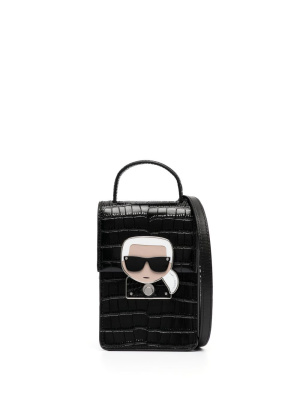 

K/Ikonic croco-embossed crossbody bag, Karl Lagerfeld K/Ikonic croco-embossed crossbody bag