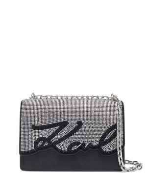 

K/Signature rhinestone-embellished shoulder bag, Karl Lagerfeld K/Signature rhinestone-embellished shoulder bag