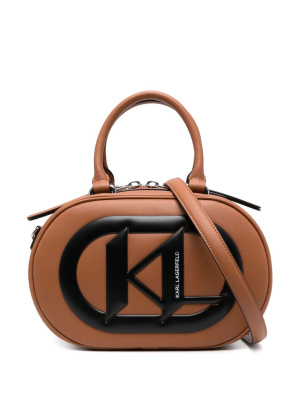 

Logo-embossed leather tote bag, Karl Lagerfeld Logo-embossed leather tote bag
