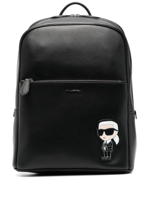 

Logo-patch leather backpack, Karl Lagerfeld Logo-patch leather backpack